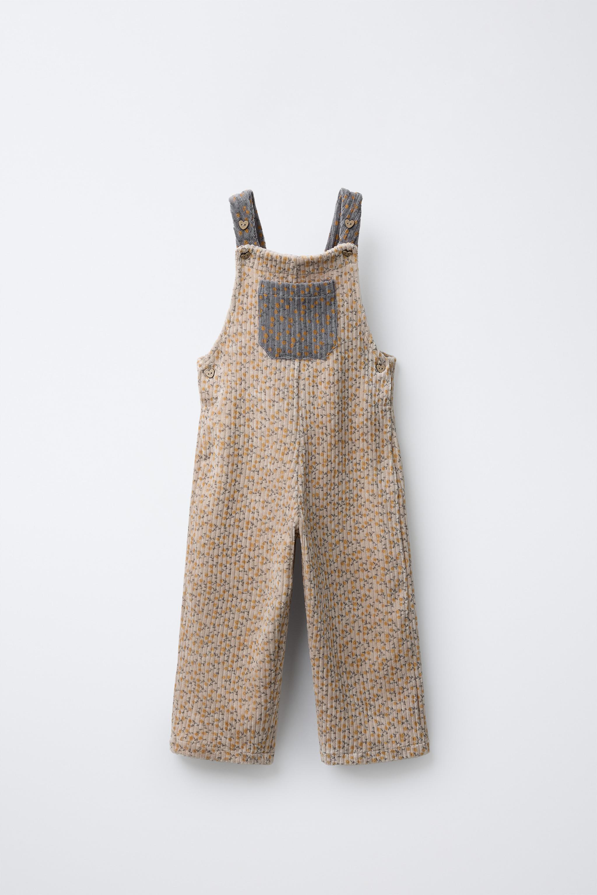 LONG FLORAL CORDUROY OVERALLS